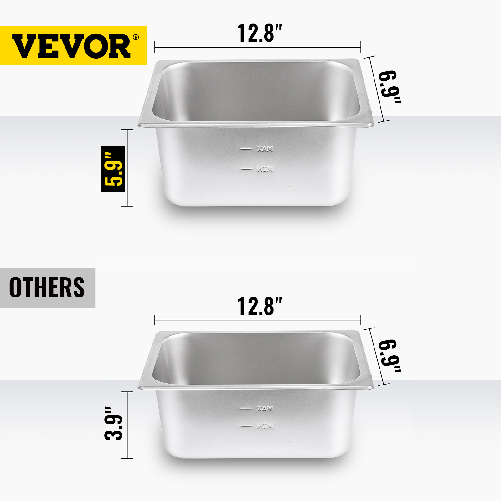 VEVORbrand 6-Pan Bain Marie Food Warmer 6-inch Deep， 1500W Electric Countertop Food Warmer 42 Quartz with Tempered Glass Shield with 6 Lids and 2 Ladles