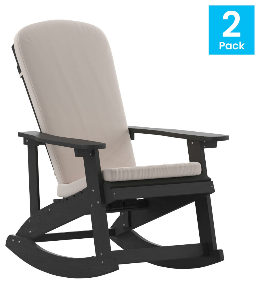 2 Pack Black Chair Cream Cushion   Transitional   Outdoor Rocking Chairs   by Kolibri Decor  Houzz