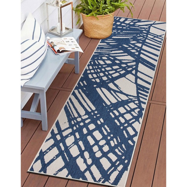 World Rug Gallery Contemporary Nature Inspired Tropical Leaves Reversible Indoor outdoor Area Rug