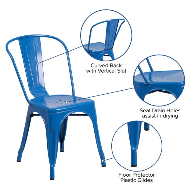 Emma And Oliver Commercial Grade Colorful Metal Indoor outdoor Stackable Dining Chair