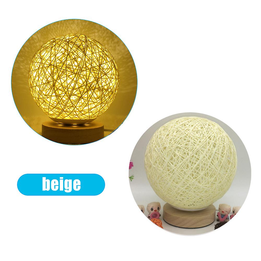 Round Leds Table Moon Lamp Night Lights Usb Ball Lamp Woven Rattan Bedside Desk Lamp For Bedroom Living Room No.253975