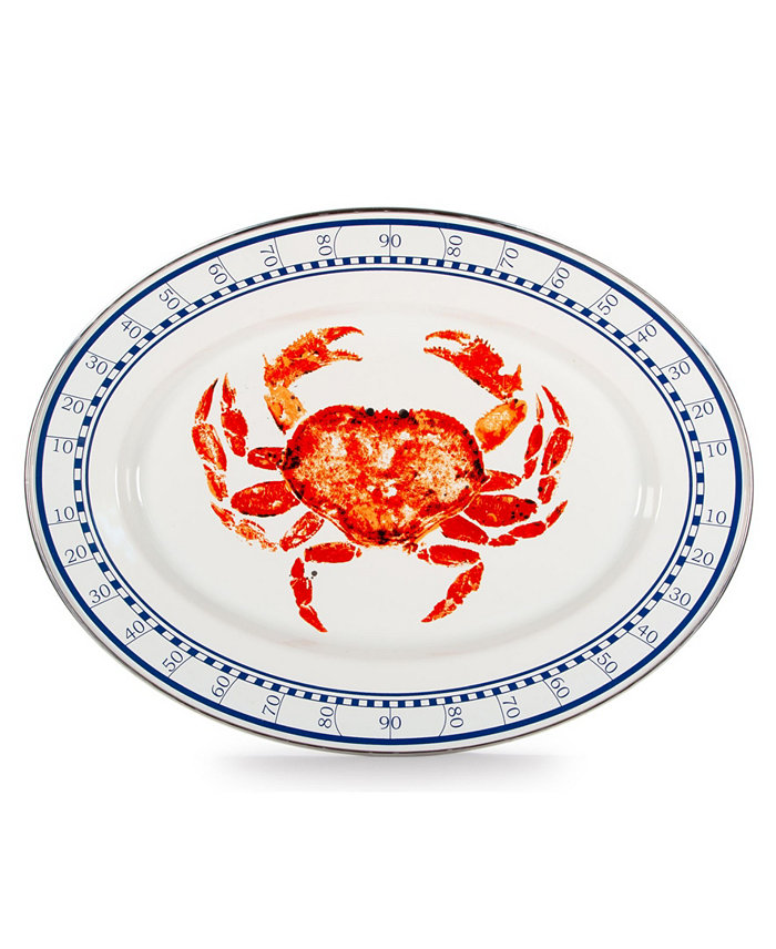 Golden Rabbit Crab House Enamelware Collection 16 x 12 Oval Platter