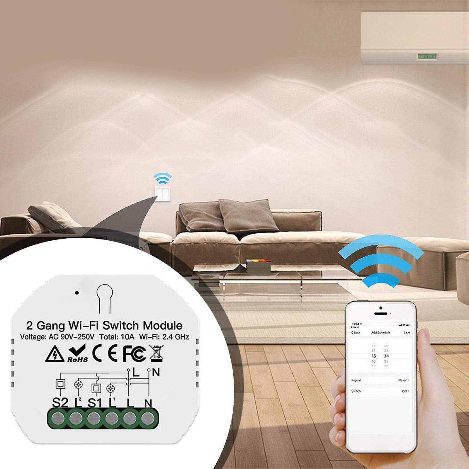 2 Channel Wifi Momentary Inching Relay Self-locking Switch Module App Control Wifi Relay Module For Home Lights