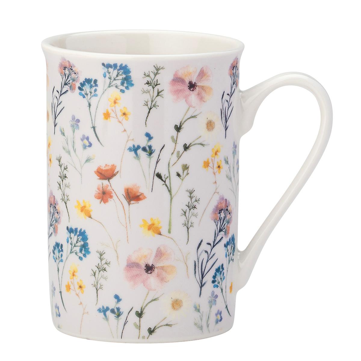 English Tableware Co. Pressed Flowers Flare Rim Mug Cream