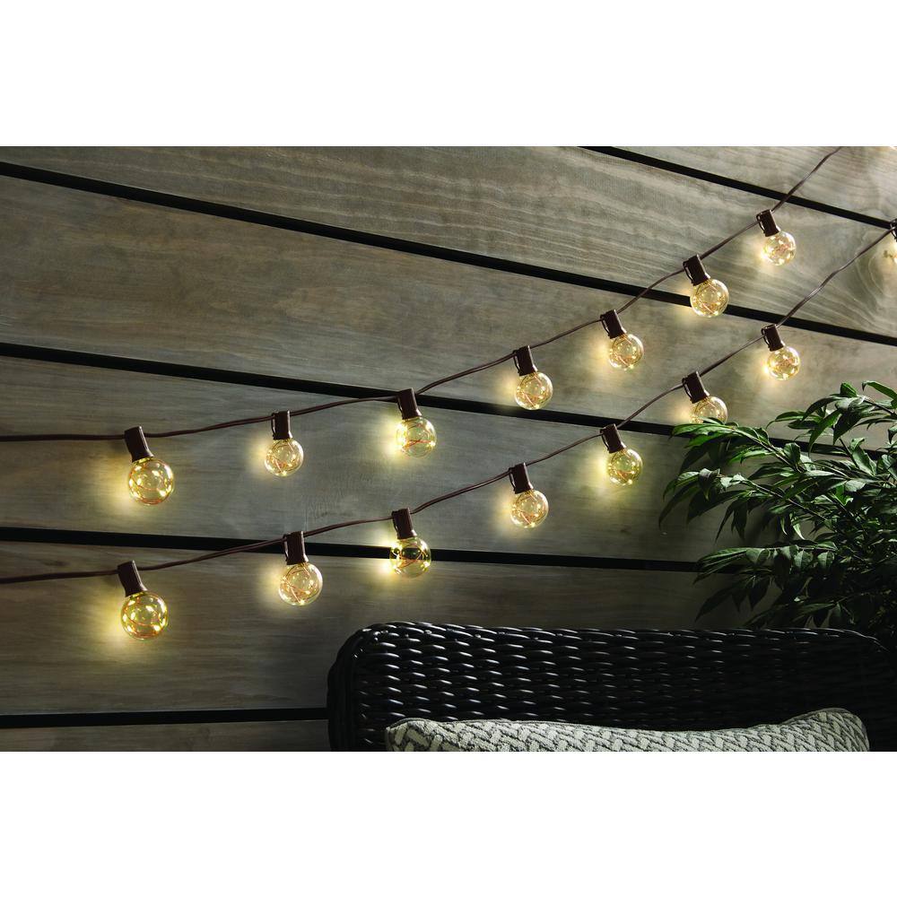 Hampton Bay OutdoorIndoor 12 ft. Plug-In LED G40 Copper Fairy String Light (10-Heads) NXT-SL9507-BK