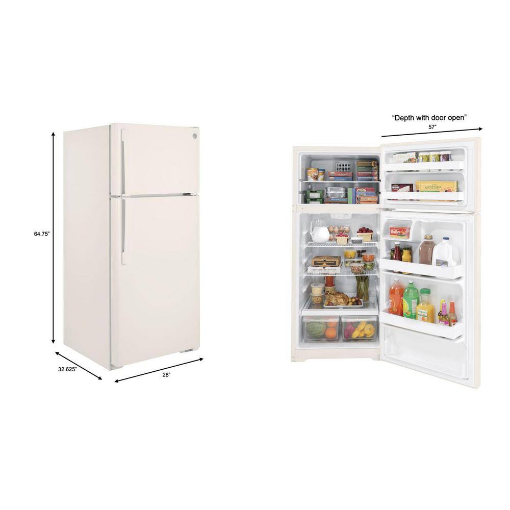 GE 16.6 cu. ft. Top Freezer Refrigerator in Bisque ENERGY STAR GTE17DTNRCC