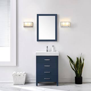 Home Decorators Collection Cedarton 24 in. W x 18 in. D Vanity in Midnight Blue with Ceramic Vanity Top in White with White Sink Cedarton 24MB