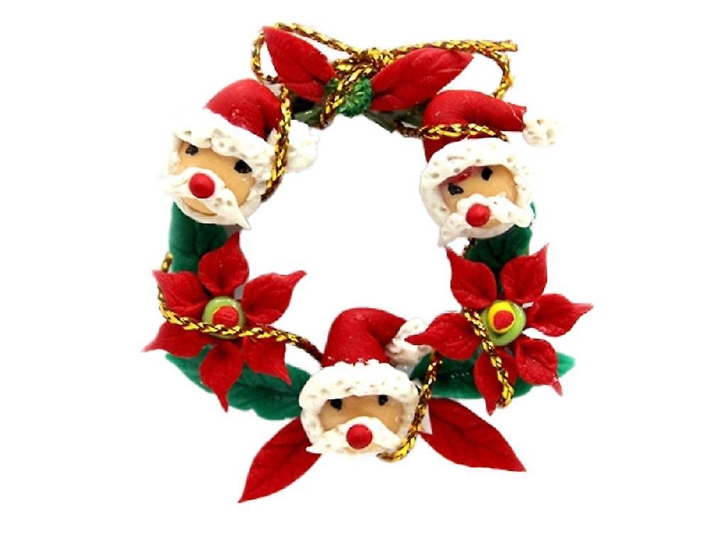 Dolls House Father Christmas Santa Christmas Wreath Miniature Door Accessory