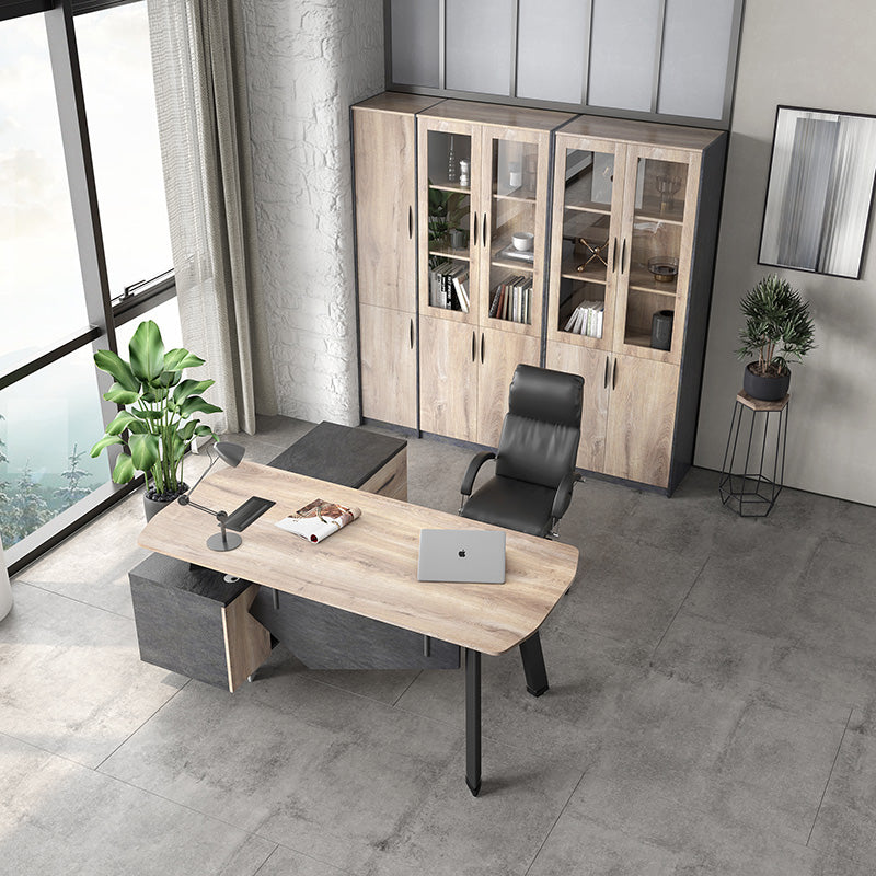 ARTO Executive Office Desk with Reversible Return 1.8M - 2.0M - Warm Oak & Black