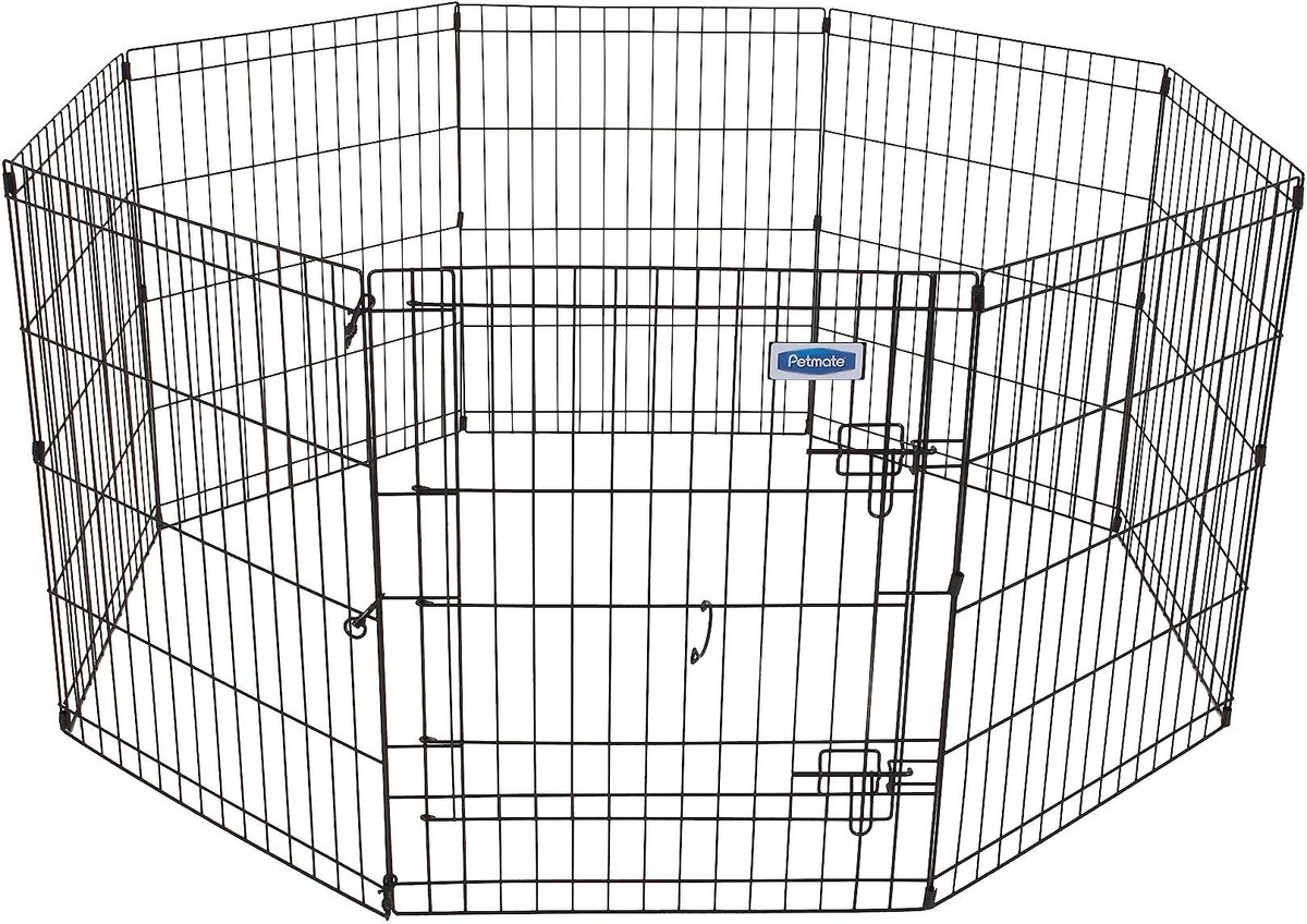 Petmate 8-Panel Wire Dog Exercise Pen with Door， Black