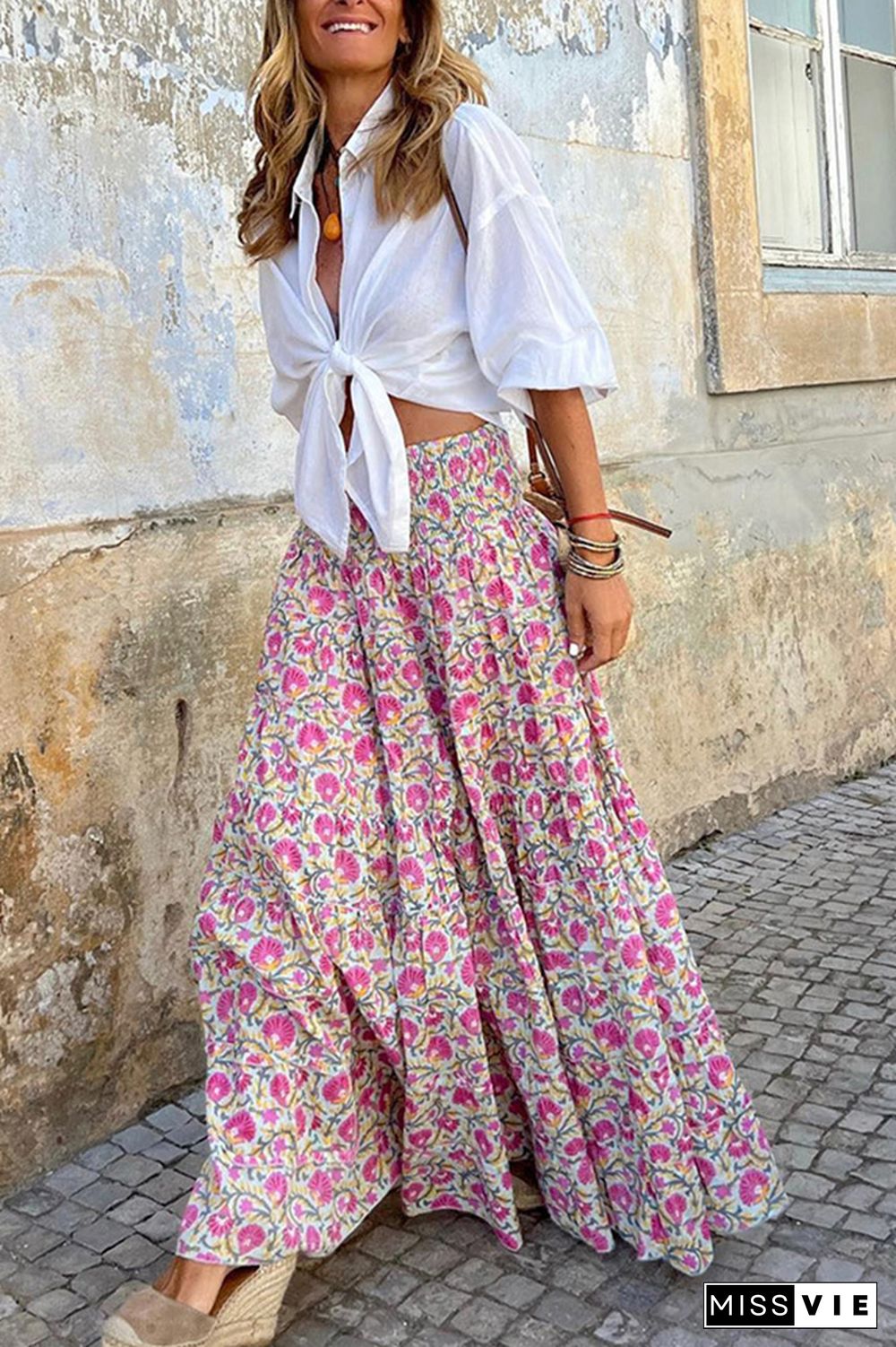 High Waist Floral Print Skirt Dress