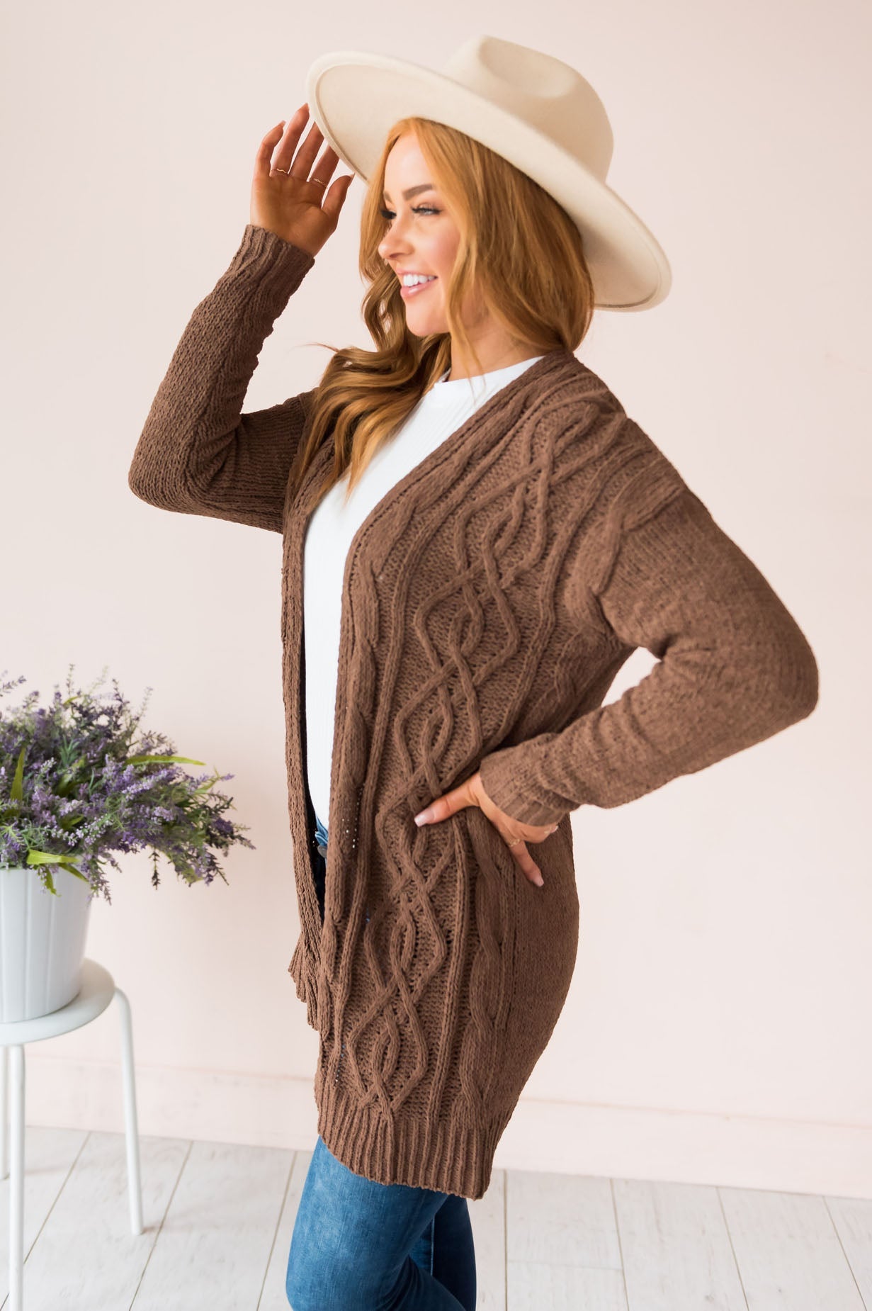 Warms My Heart Modest Chenille Cardigan