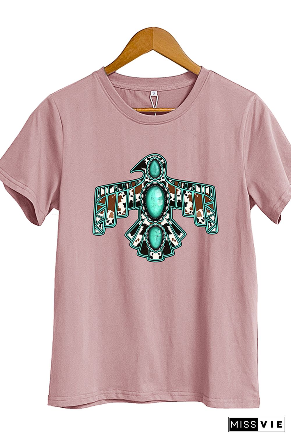 Cowhide Turquoise Thunderbird Graphic T-Shirt Wholesale