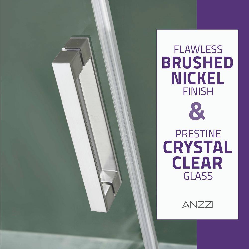 ANZZI Rhodes 60 in. W x 76 in. H Sliding Frameless Shower DoorEnclosure in Brushed Nickel with Clear Glass SD-FRLS05702BN