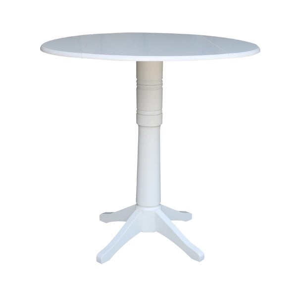 42 in Round Top Dual Drop Leaf Pedestal Table - White