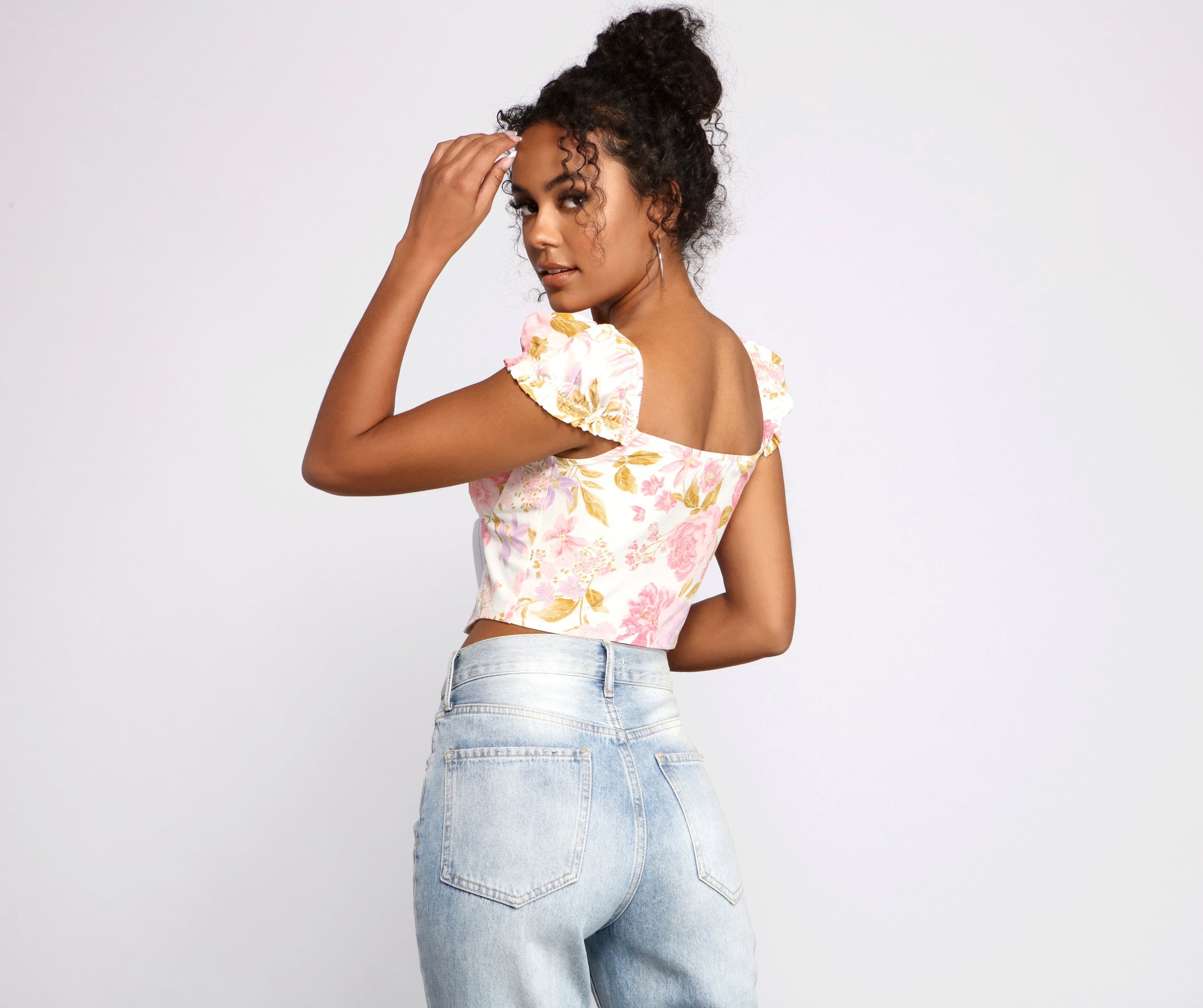 Sweet Floral Vibes Corset Crop Top