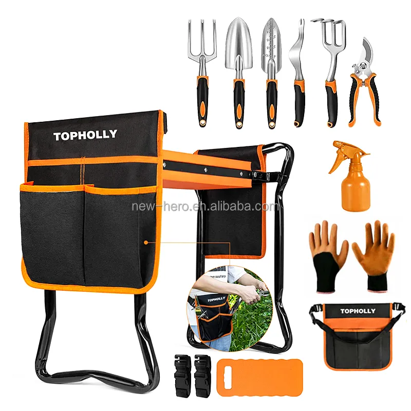 New 11 Piece 2 in 1 Storage Apron   Tote Bag oy Gardening Tool Kit Shovel Fork Rake Shear Sprayer Weed Digger Garden Tool Set