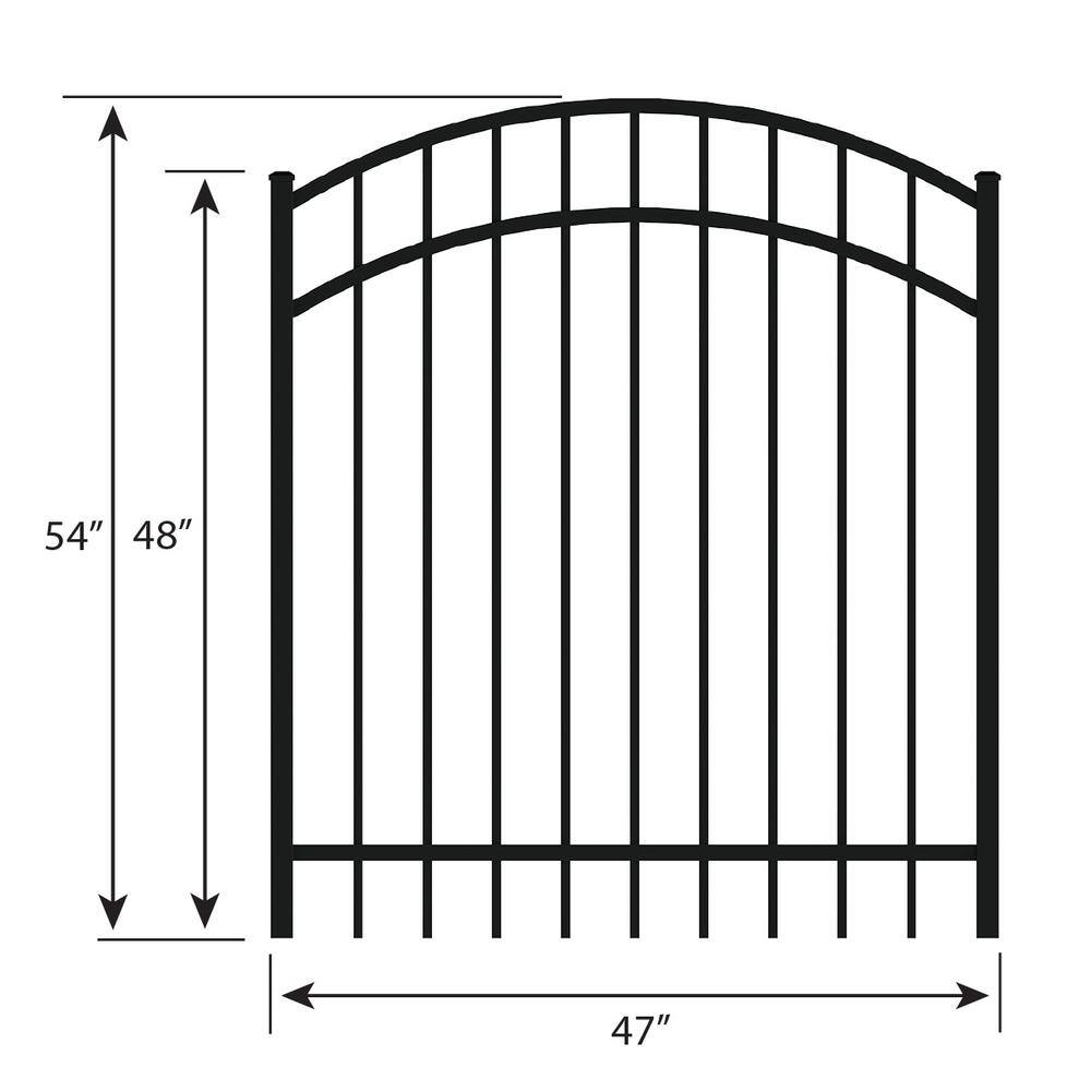 FORGERIGHT Vinings 5 ft. W x 4 ft. H Black Aluminum Arched Pre-Assembled Fence Gate 861845