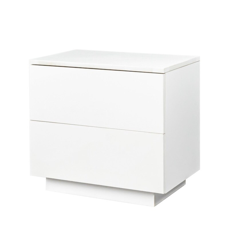 Modern 2 Drawers High gloss Nightstand with LED Lights