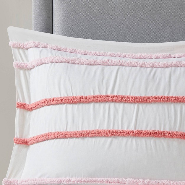 Striped Piper Cotton Comforter Set With Chenille Trim