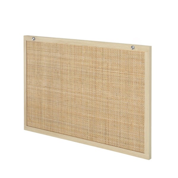 Natural Twin Headboard Rattan Wood Panel Wall Mounted - - 36951909