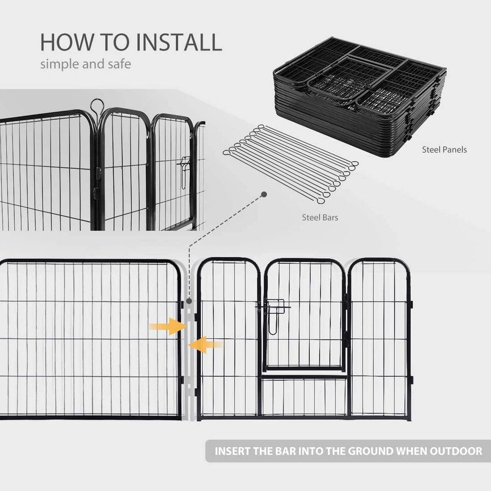 VIVOHOME Foldable Metal Wireless Indoor Outdoor Pet Fence Playpen Kit (16-Pieces) X00241H5M5