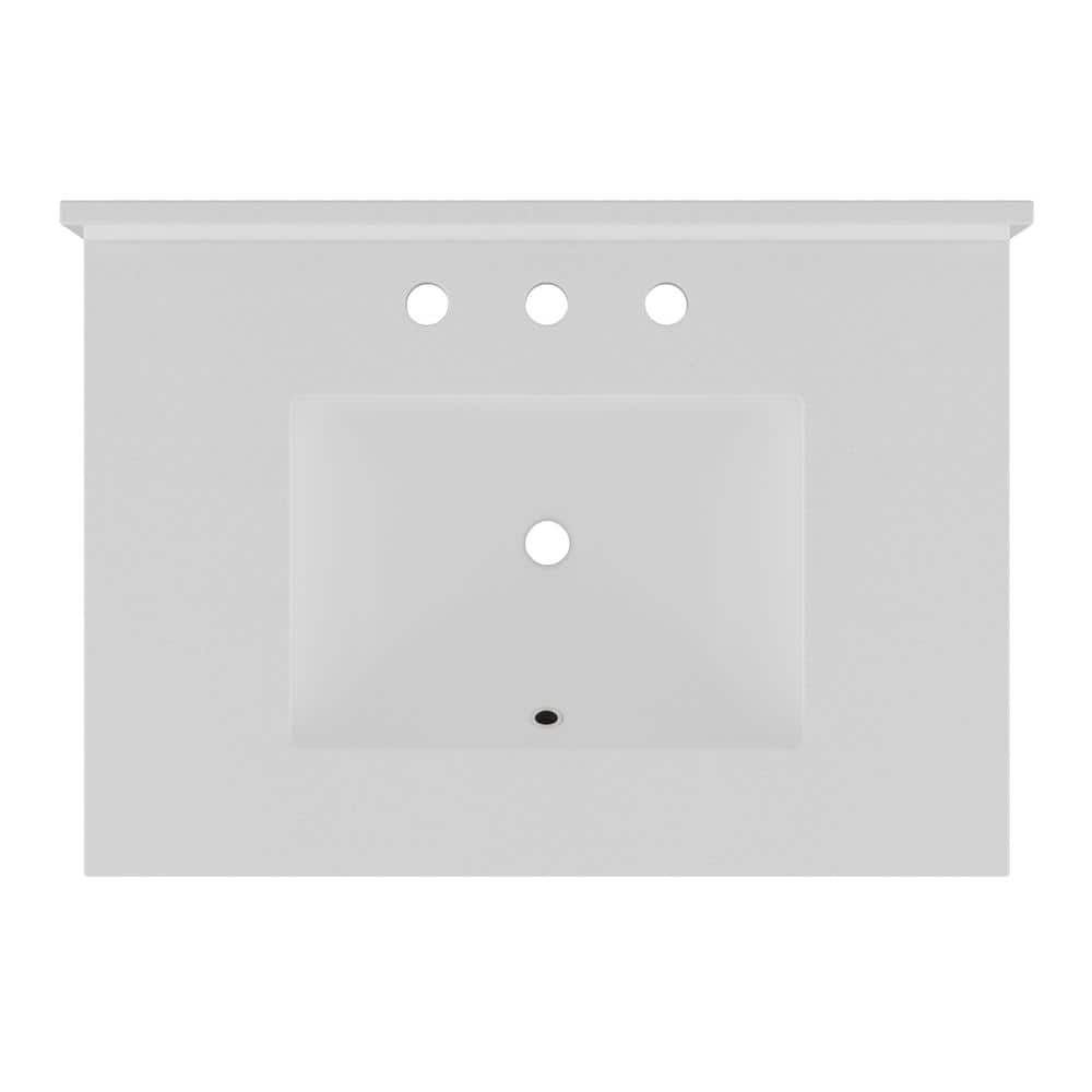 Foremost 31 in W x 22 in D Quartz Vanity Top in Snow White with White Basin