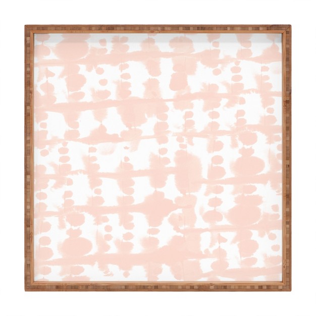 Jacqueline Maldonado Parallel Pale Peach Square Bamboo Tray Deny Designs