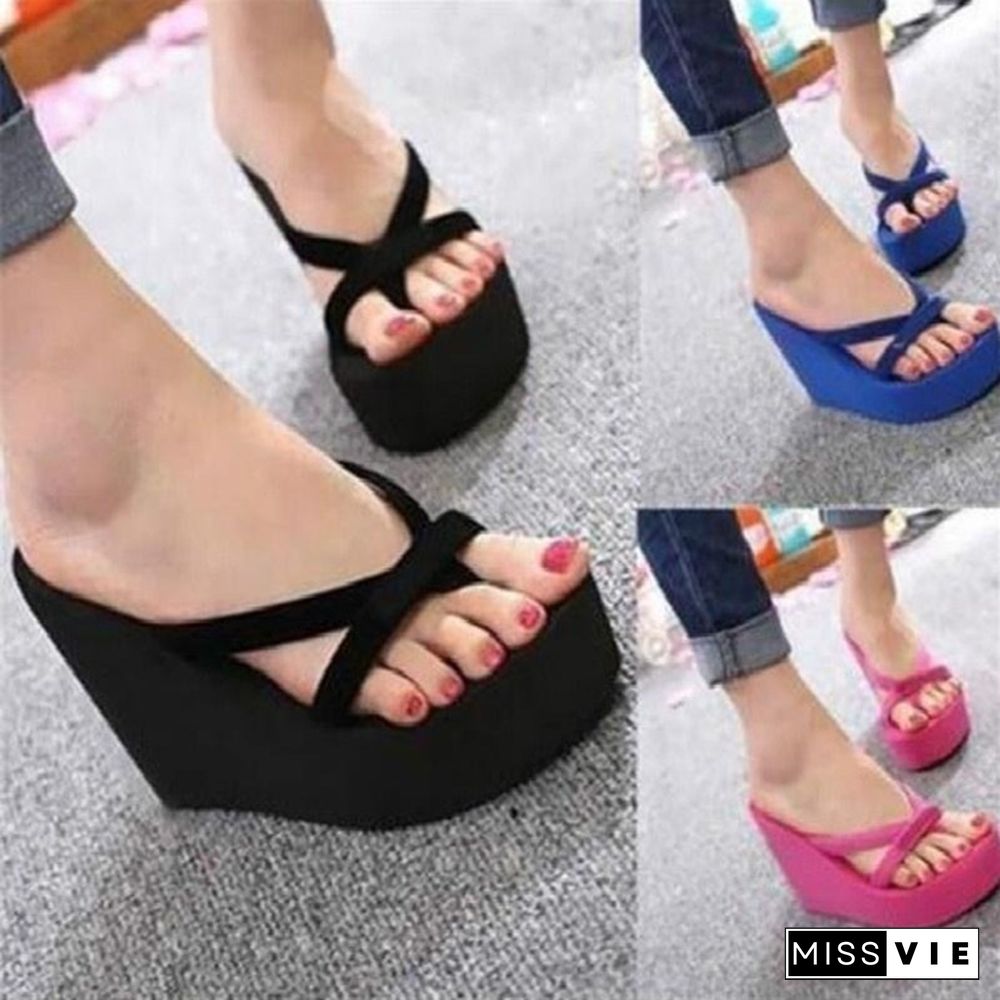 7 Colors Fashion Women Summer Casual Flip Flops Beach Slippers Sandals Summer Wedge Sandals Shoes