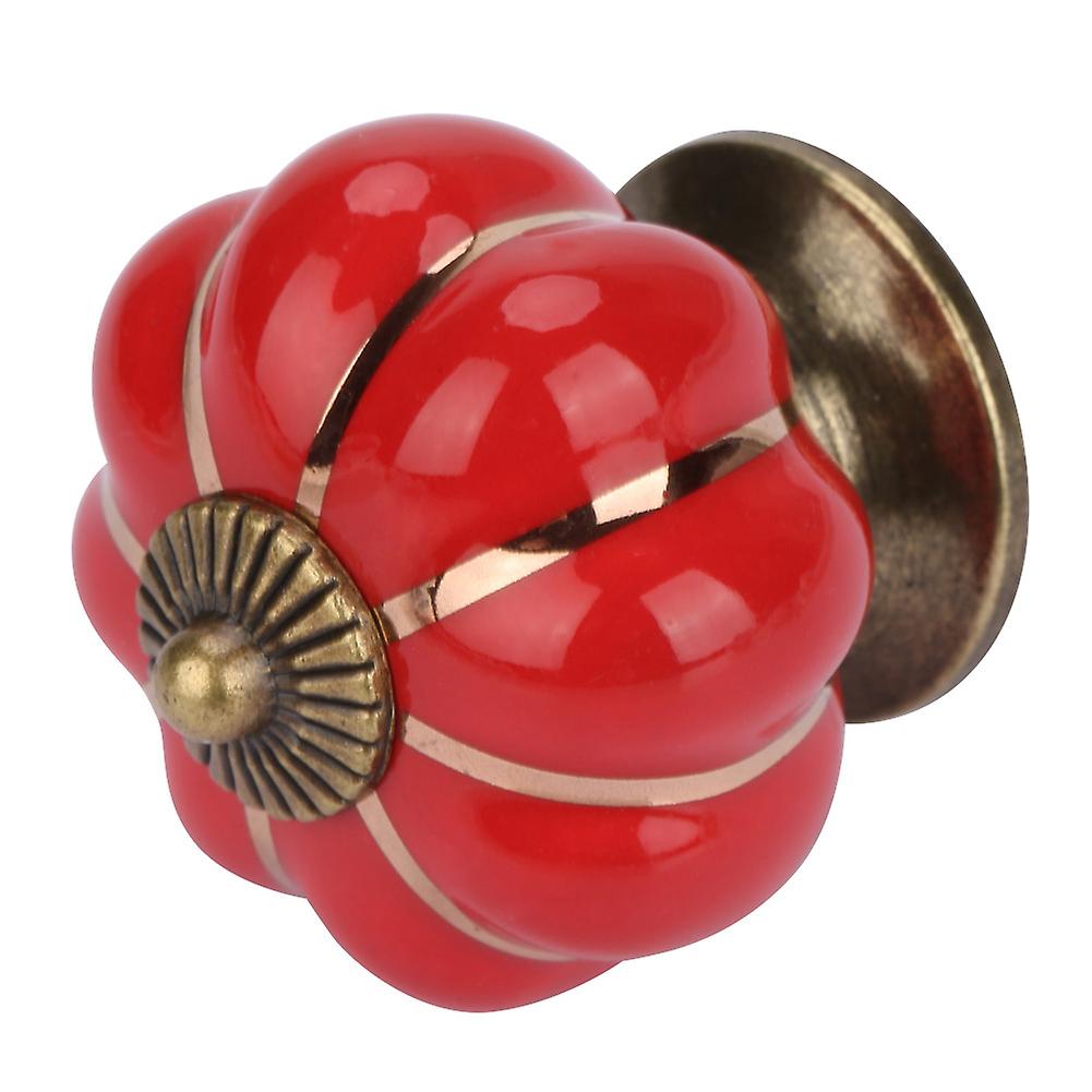 Ceramic Pumpkin Knobs European Style Handle Pull For Room Cabinet Drawer Furniture (red)