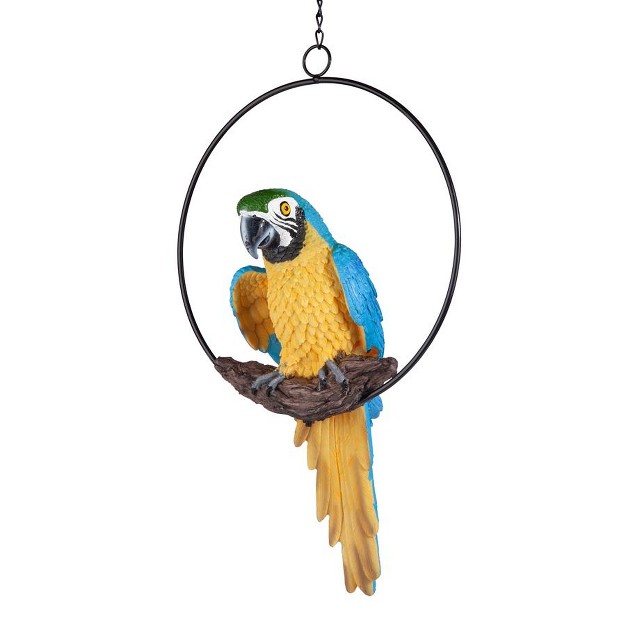 Design Toscano Polly In Paradise Parrot On Ring Perch Medium