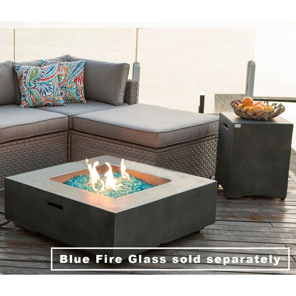 COSIEST 2 Piece Outdoor Square Green Patio Fire Table With Tank Cover