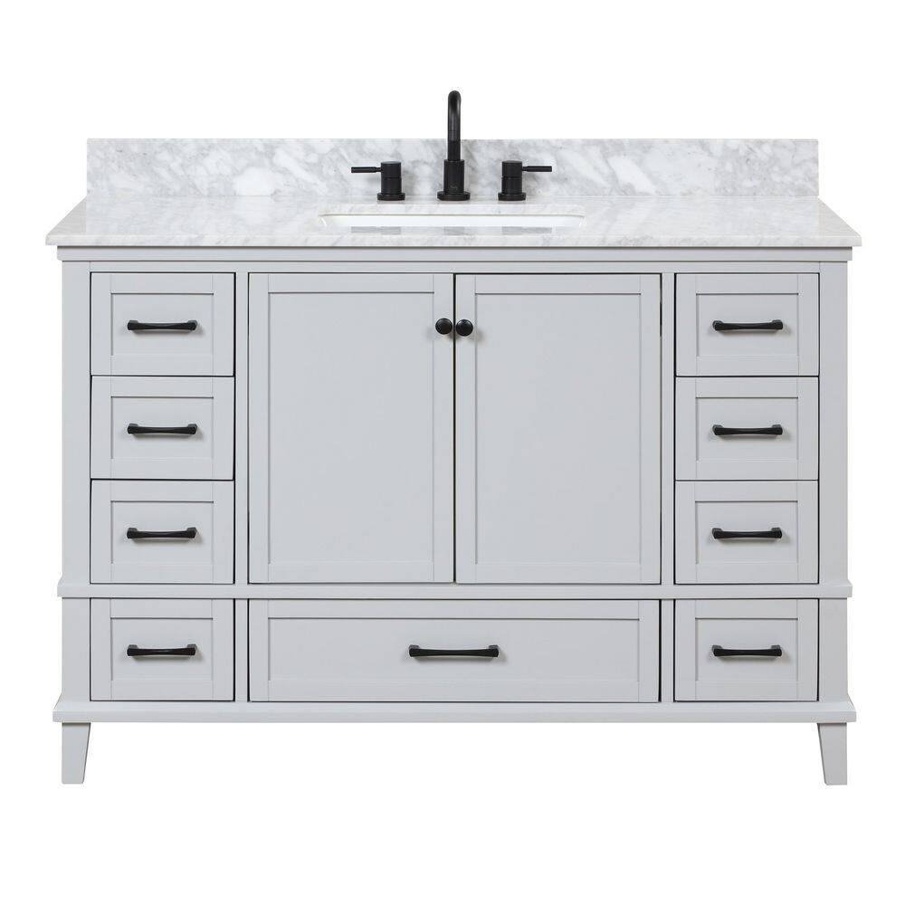 Home Decorators Collection Merryfield 49 in. W x 22 in. D Bath Vanity in Dove Gray with Carrara Marble Vanity Top in White with White Sink 19112-VS49-DV