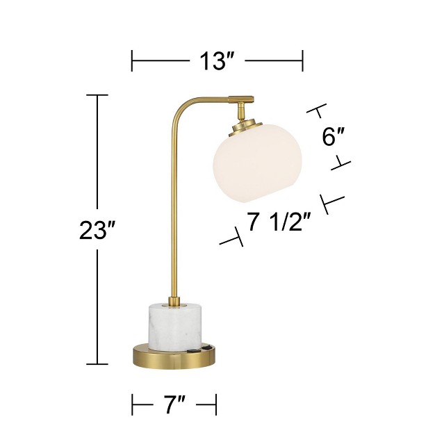 High Warm Gold With Usb Charging Port Frosted Glass Shade For Bedroom Living Room Bedside Office Kids