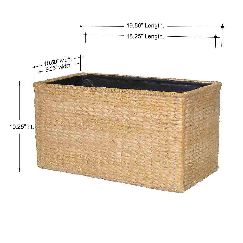 MPG 10.5 in. L x 19.5 in. W x 10.25 in. H Rectangular Composite Faux Woven Basket White Wash Beige Troughs PC7809WWBg-MPG1