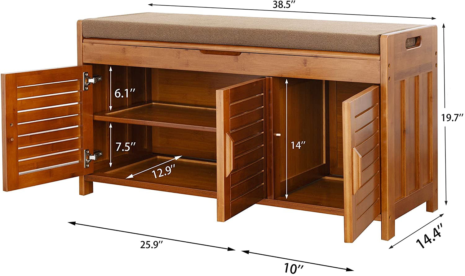 Shoe Storage Rack Bench for Entryway Window and Outdoor Bench Boot Organizing Detachable Cushion with Hidden Storage Compartment