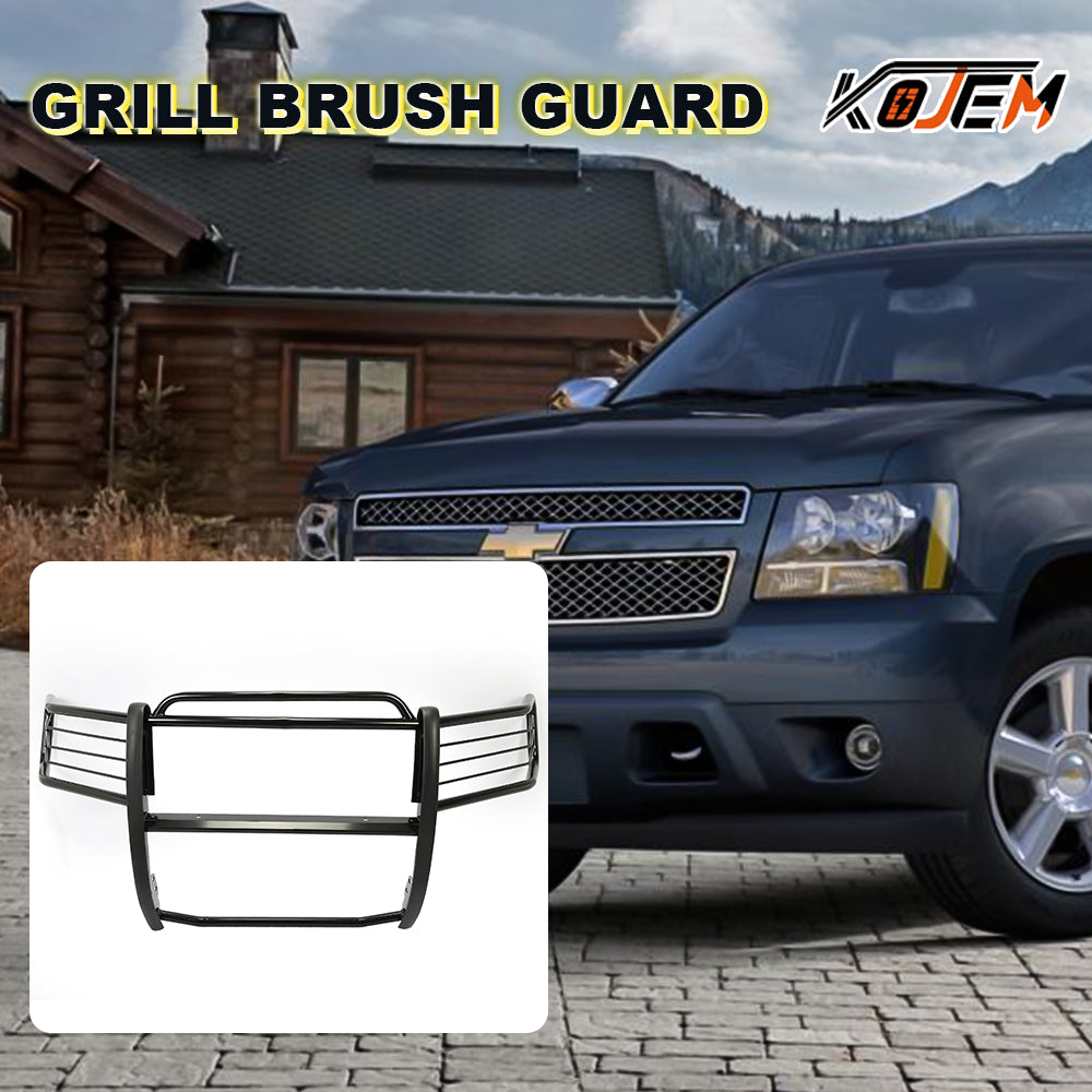 ECOTRIC Front  Steel Bumper HeadLight Grille  Brush Guard  Protection For 2007-2014 Chevrolet Suburban Tahoe Avalanche 1500 (Will NOT fit Silverados) 08 09 10 11 12 13