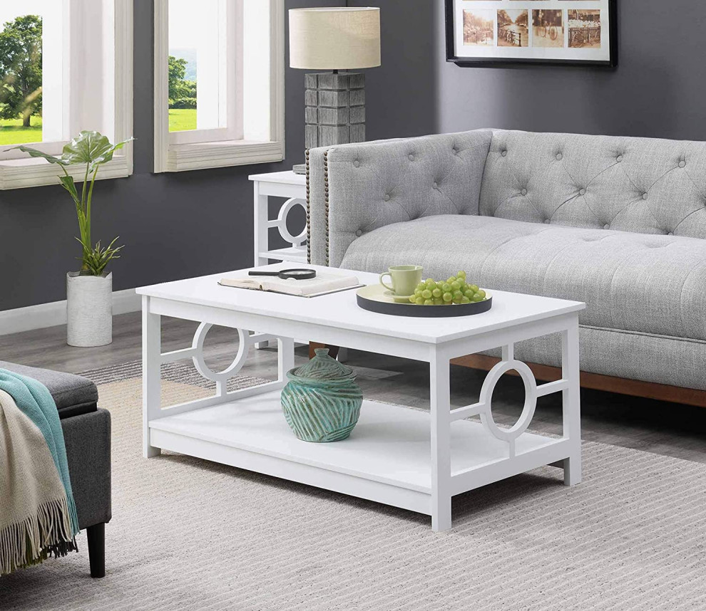 Modern Rectangular Ring Coffee Table  White   Transitional   Plant Stands And Telephone Tables   by Imtinanz  LLC  Houzz