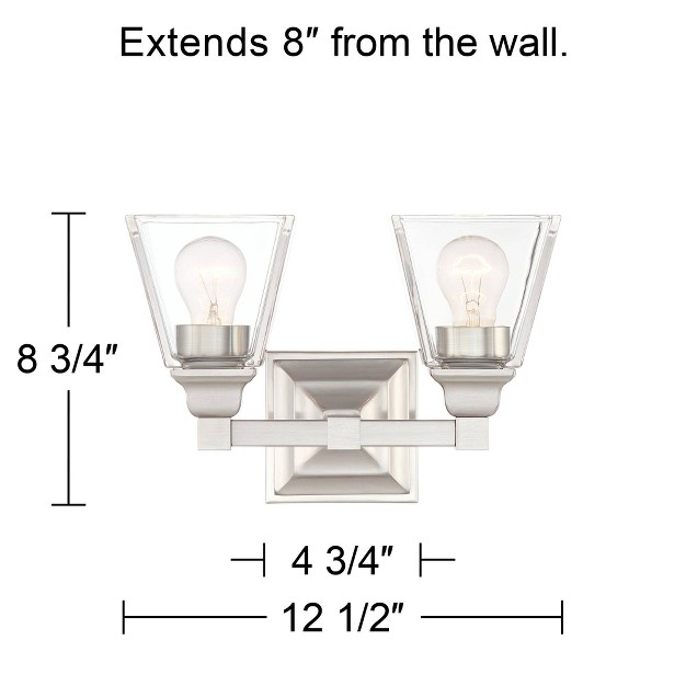 2 light Fixture Clear Glass Shade For Bedroom Bathroom Vanity Living Room Hallway