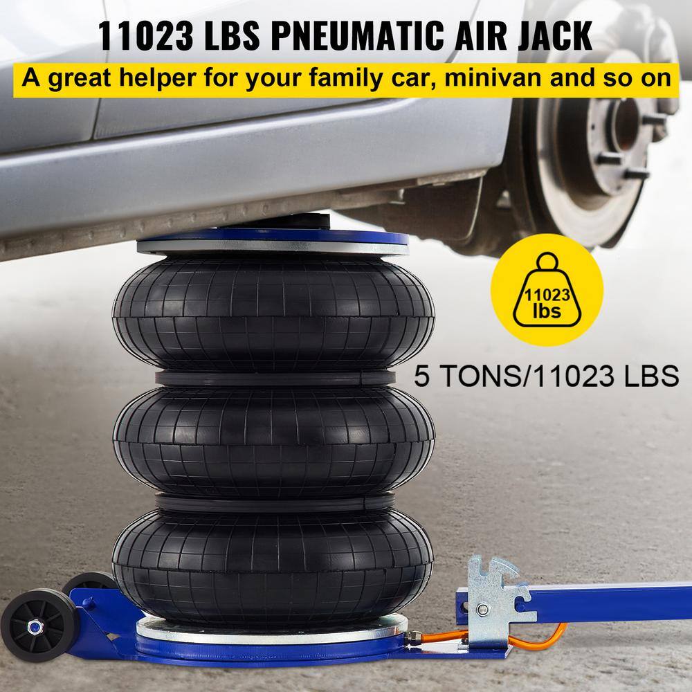 VEVOR Triple Bag Air Jack 11000 lbs. Load Air Bag Jack Fast Lift Up to 15.75 in. 3 to 5S with Adjustable Handle for Cars Blue QNQJD6TLSDDJBS001V0