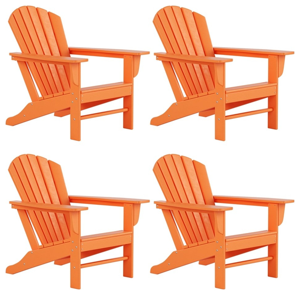 Afuera Living Portside Classic Outdoor Adirondack Chair (Set of 4) in Orange   Contemporary   Adirondack Chairs   by Homesquare  Houzz