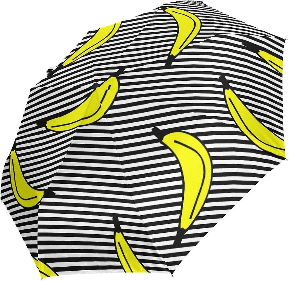 Top Yellow Bananas Anti Uv Windproof Travel Umbrella Parasol Auto Open/close