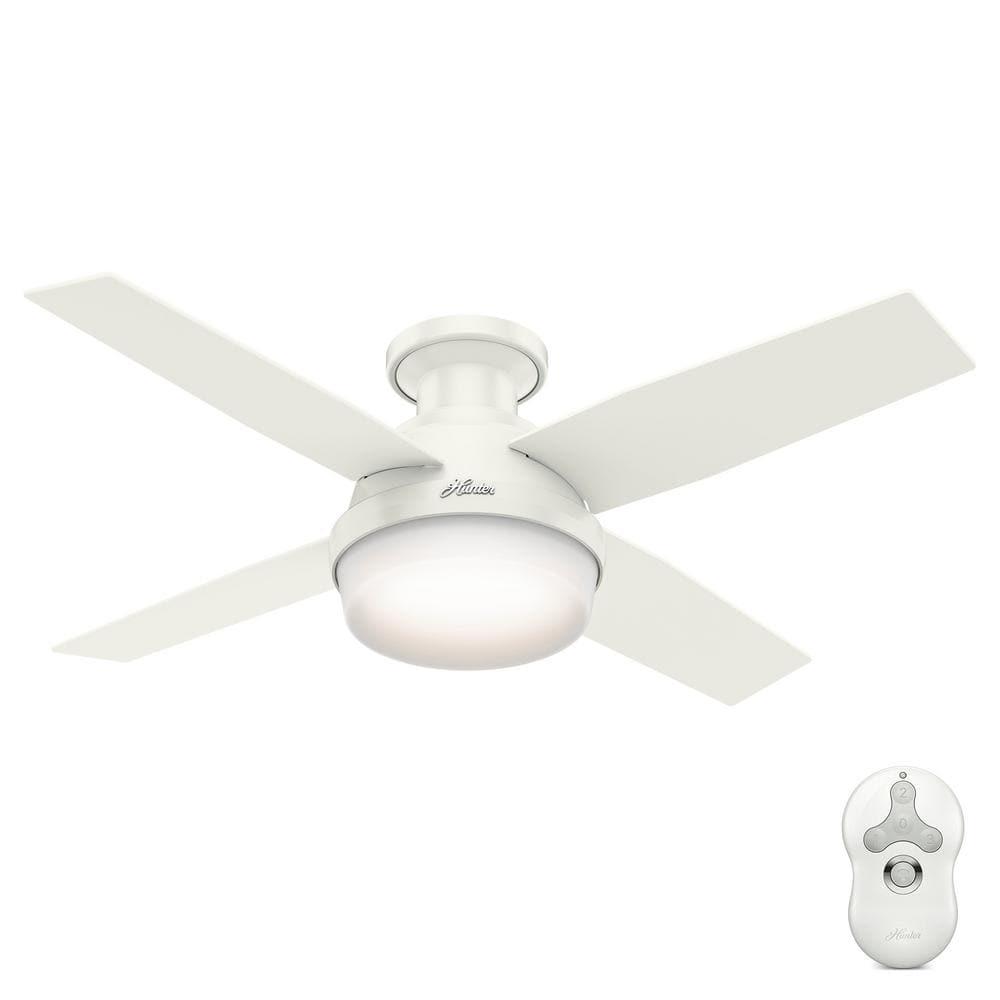 Hunter Dempsey 44 in Low Profile LED Indoor Fresh White Ceiling Fan with Universal Remote