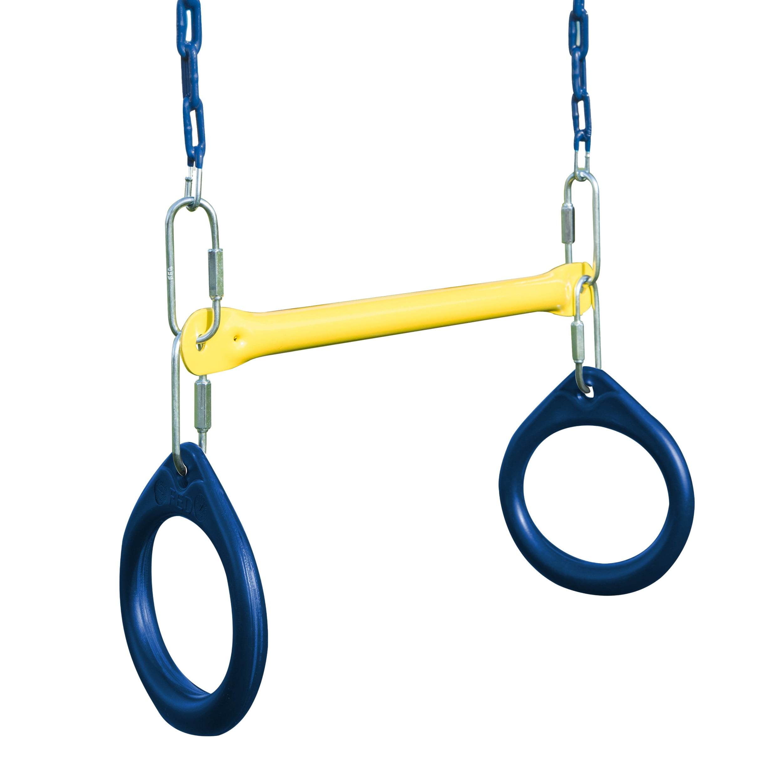 Swing-N-Slide Ring and Trapeze Combo Swing with Pinch-Free Coated Chains