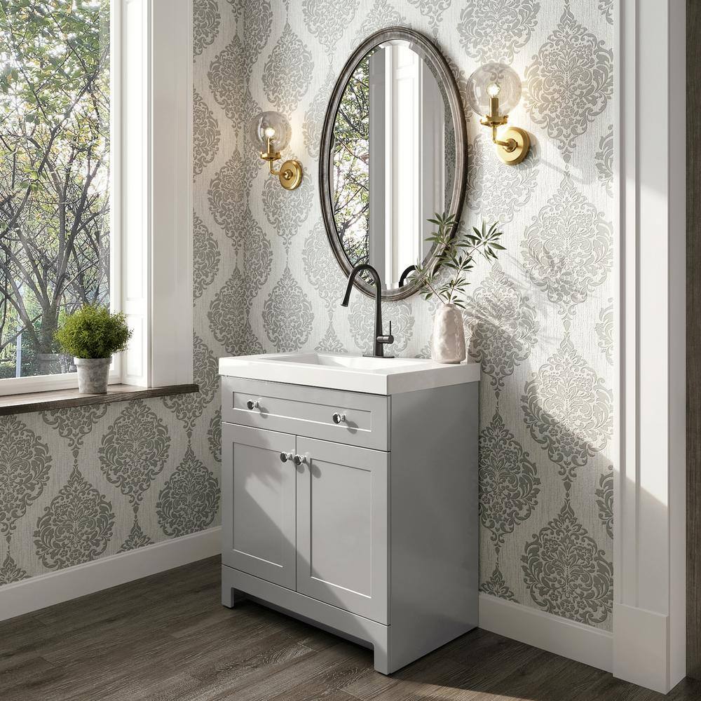 Glacier Bay Everdean 30.5 in. W x 18.8 in. D x 34.4 in. H Freestanding Bath Vanity in Pearl Gray with White Cultured Marble Top EV30P2-PG