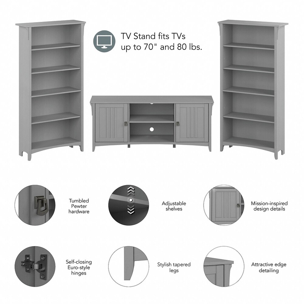 Salinas TV Stand for 70 Inch TV with Bookcases by Bush Furniture