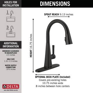 Delta Lenta Touch Single-Handle Pull-Down Sprayer Kitchen Faucet with ShieldSpray Technology in Matte Black 19802TZ-BL-DST