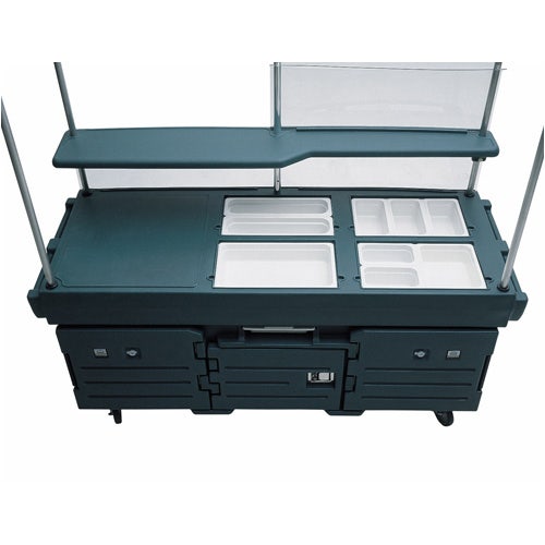 Cambro KVC854192 CamKiosk Cart， 4 Pan Wells， Granite Green