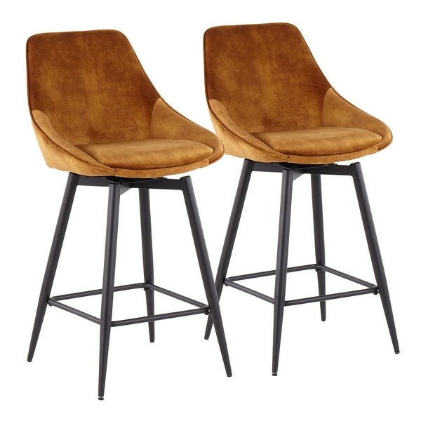 Carson Carrington Alba Counter Stool with Black Metal Base and Square Footrest (Set of 2)