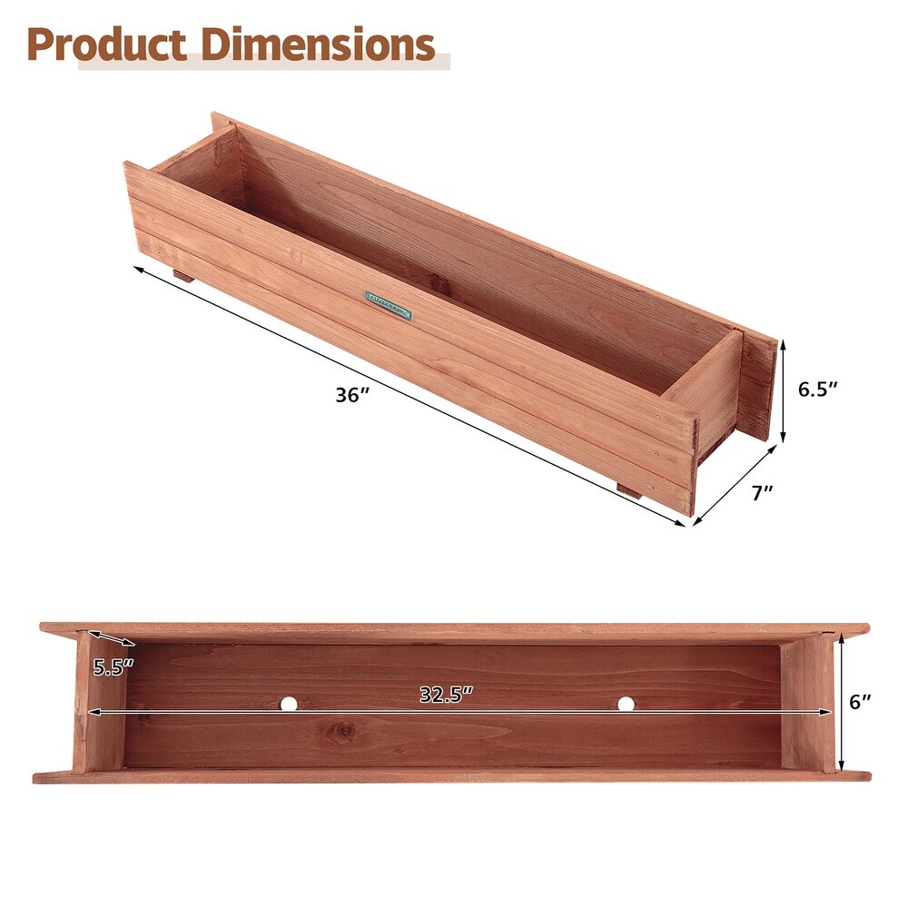 28/36/40 Inch Wooden Flower Planter Box Garden Yard Decorative Window